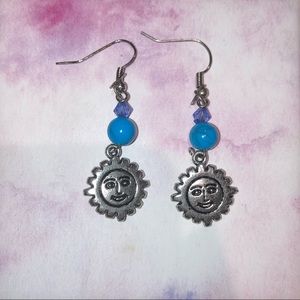 FREE W PURCHASE / Sun dangle earrings with blue beads